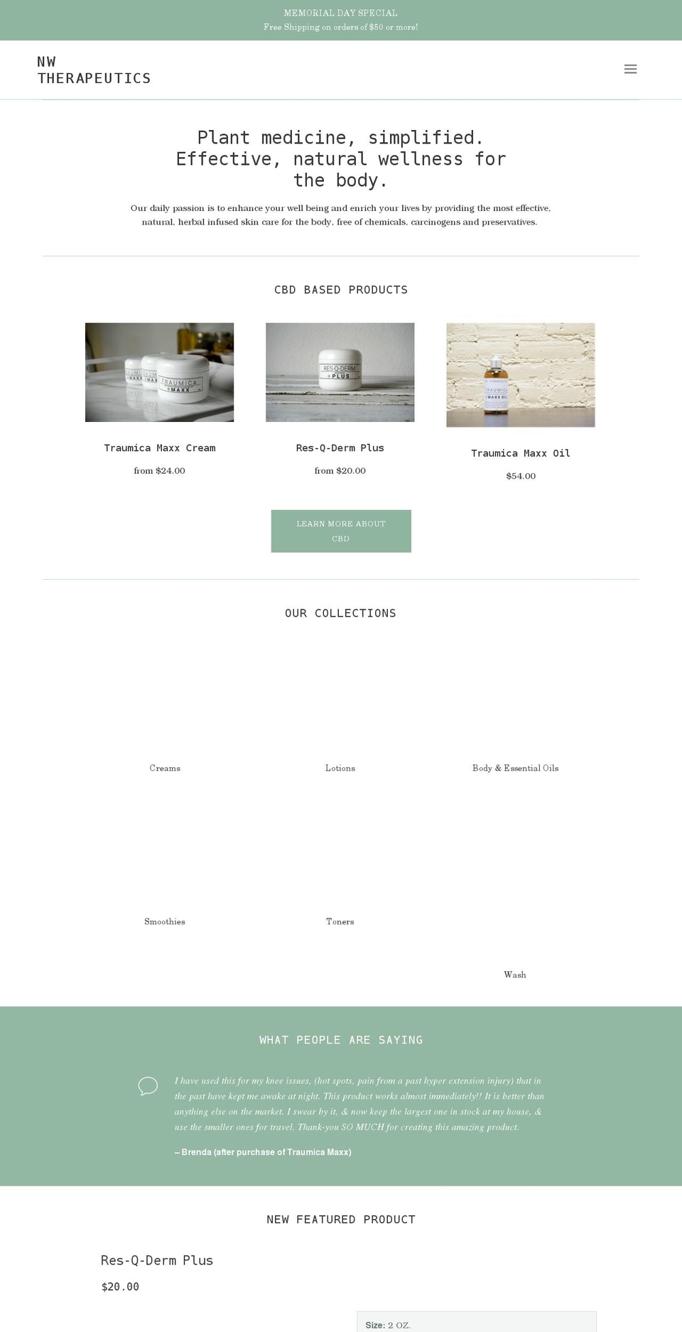 nw-therapeutics.com shopify website screenshot