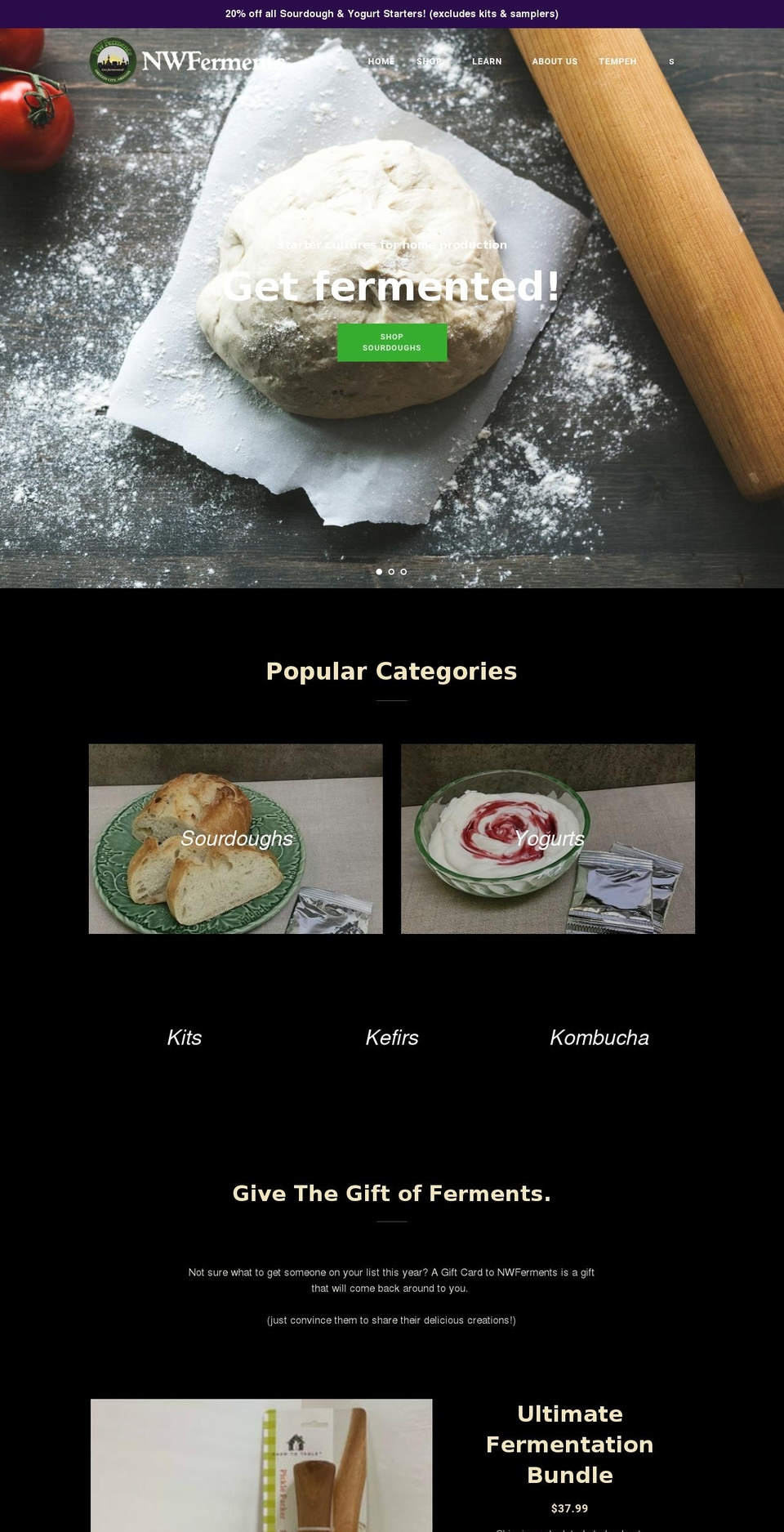 nwferments.com shopify website screenshot