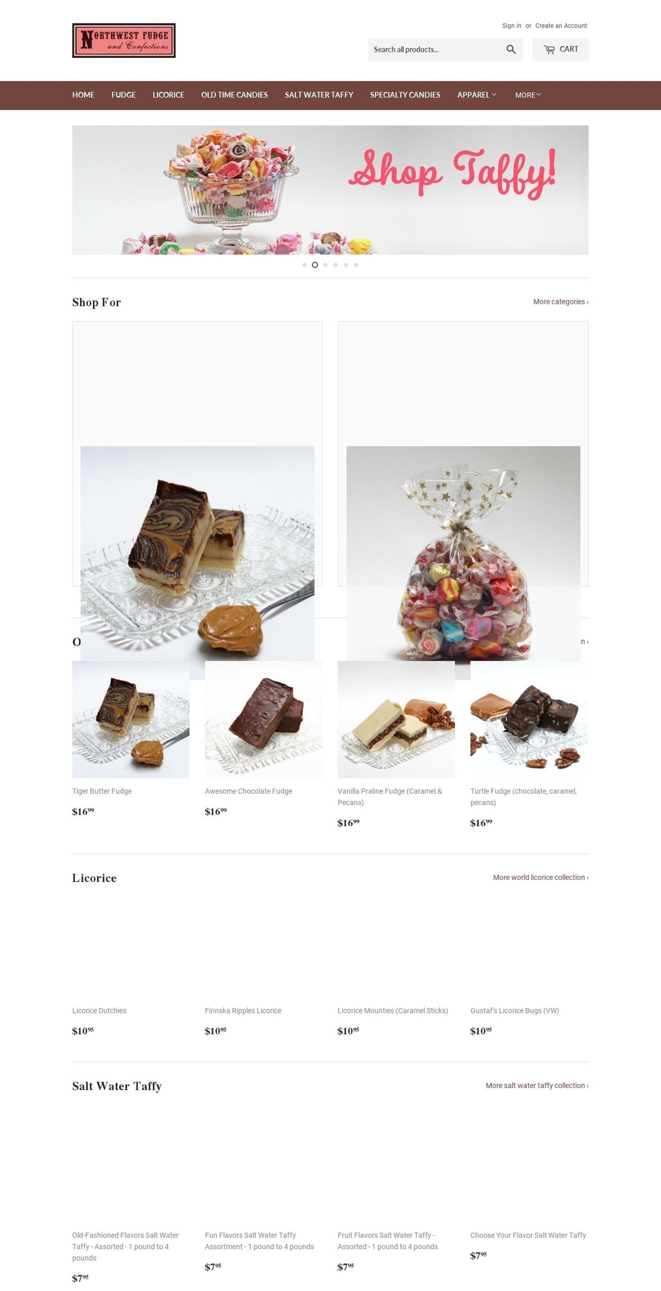 nwfudge.com — Shopify storefront screenshot