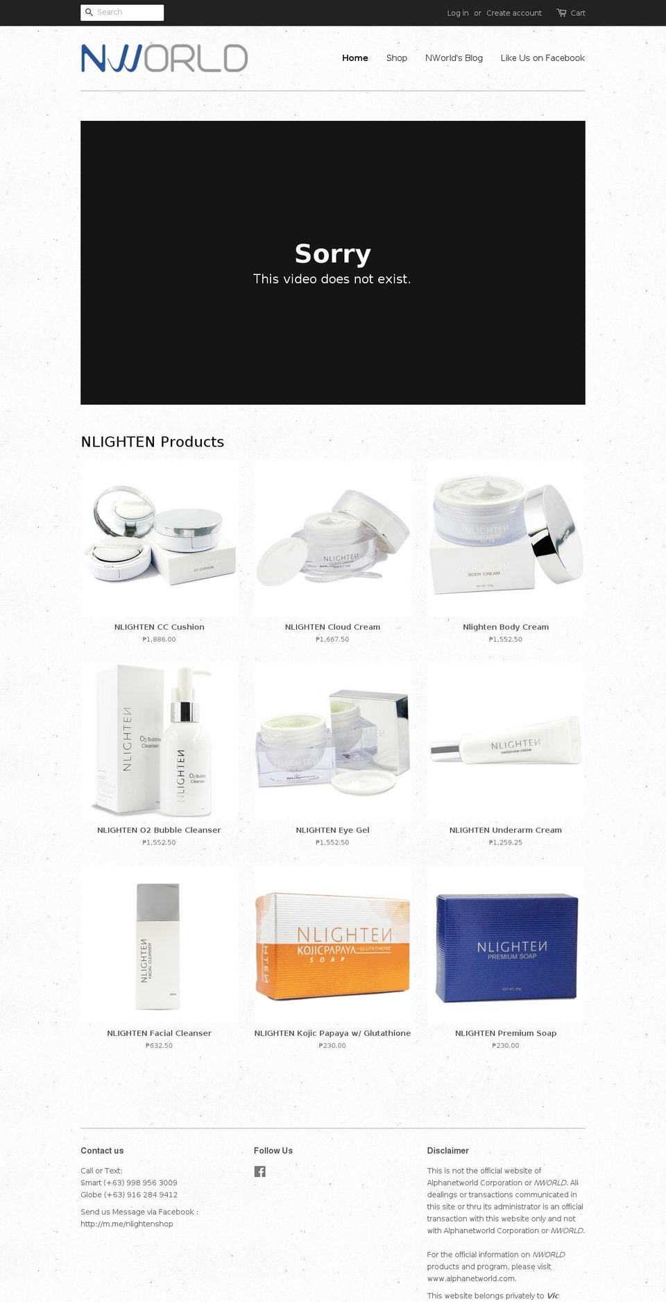 nworldonline.com shopify website screenshot