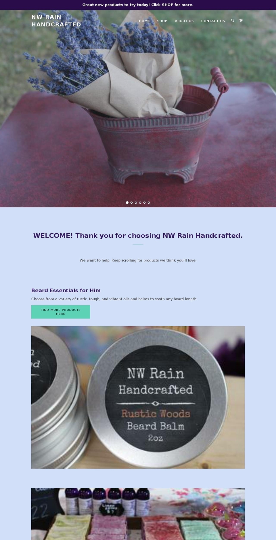 nwrainhandcrafted.com — Shopify storefront screenshot