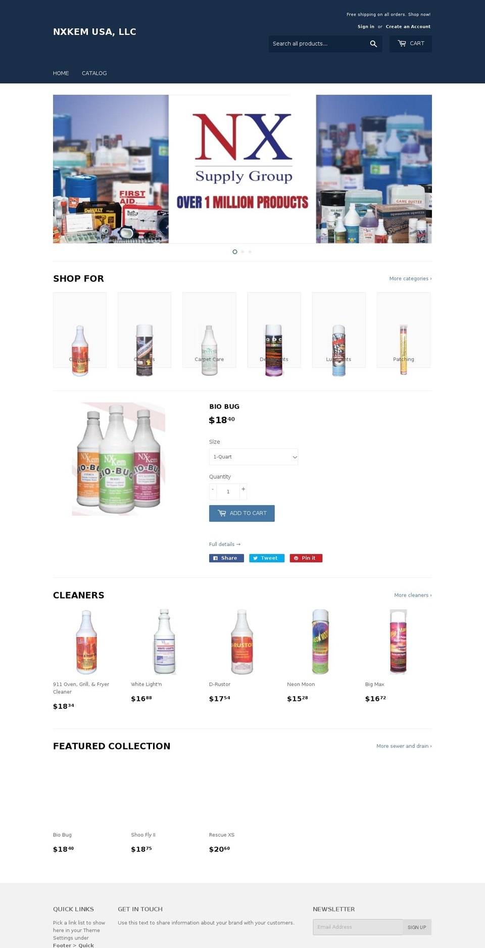 nxkem.com — Shopify storefront screenshot