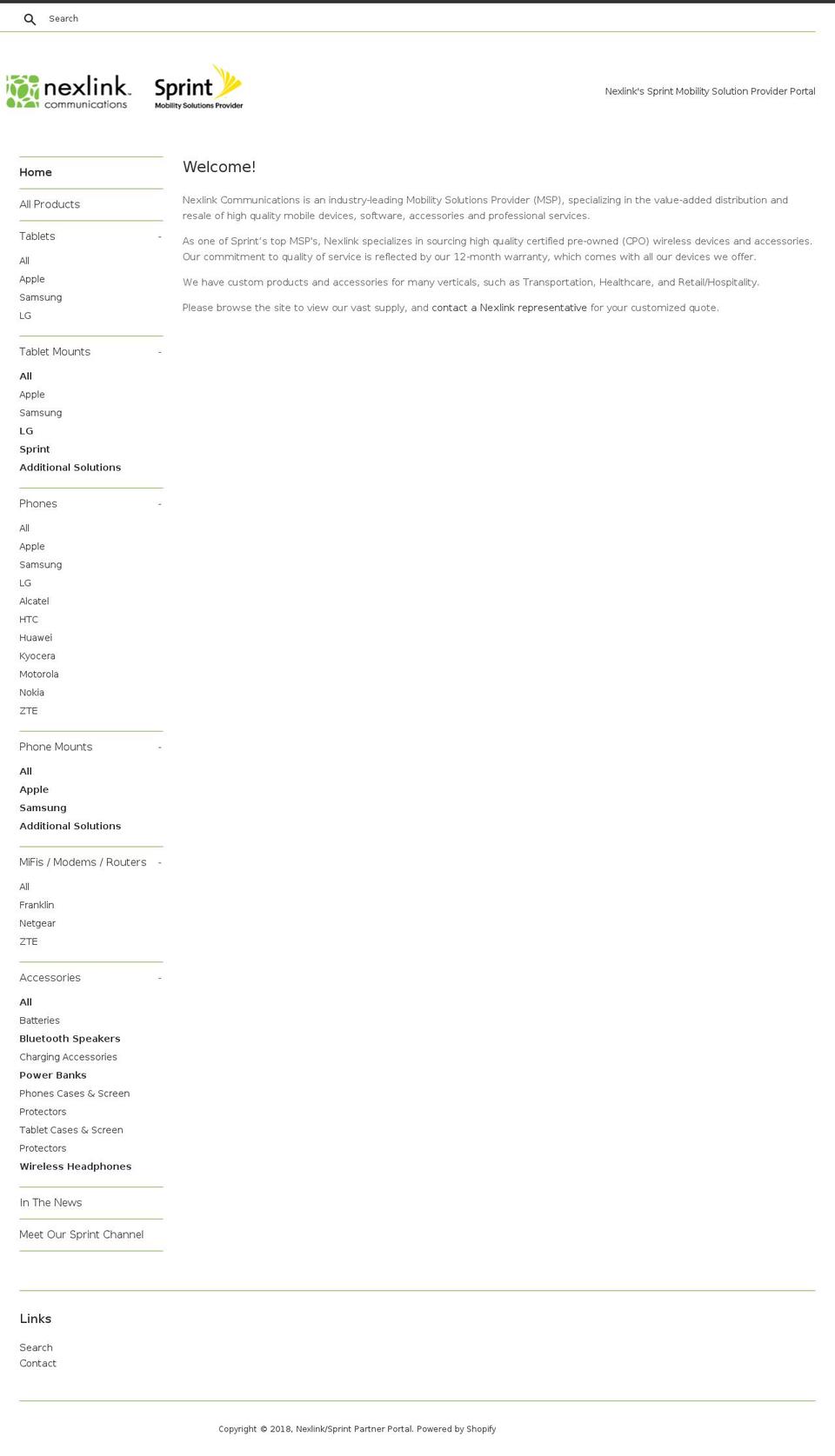 nxlpartnerportal.com shopify website screenshot