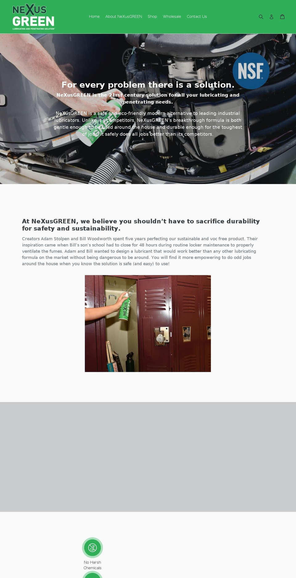 nxsgreen.com — Shopify storefront screenshot