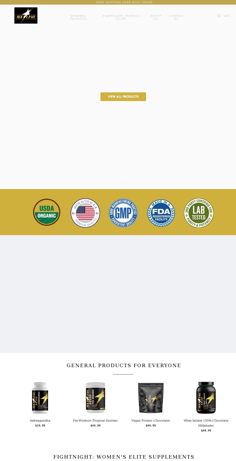 nxtlevlsupps.com — Shopify storefront screenshot