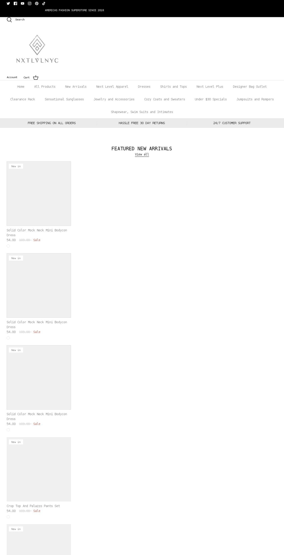 nxtlvlnyc.com shopify website screenshot