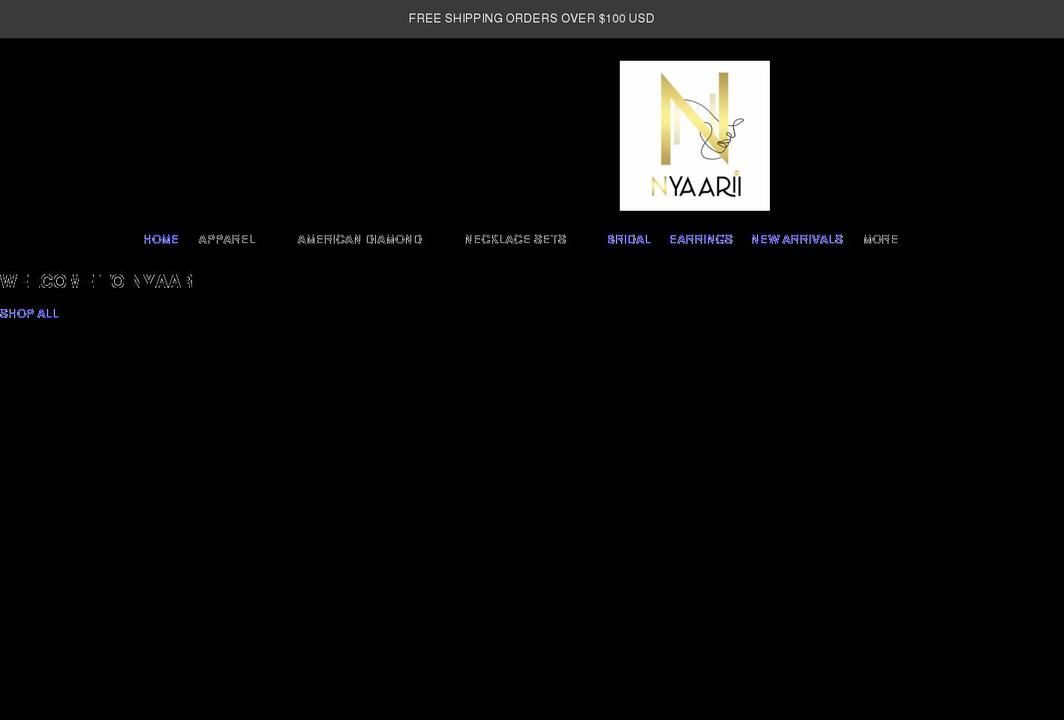 nyaarii.com shopify website screenshot