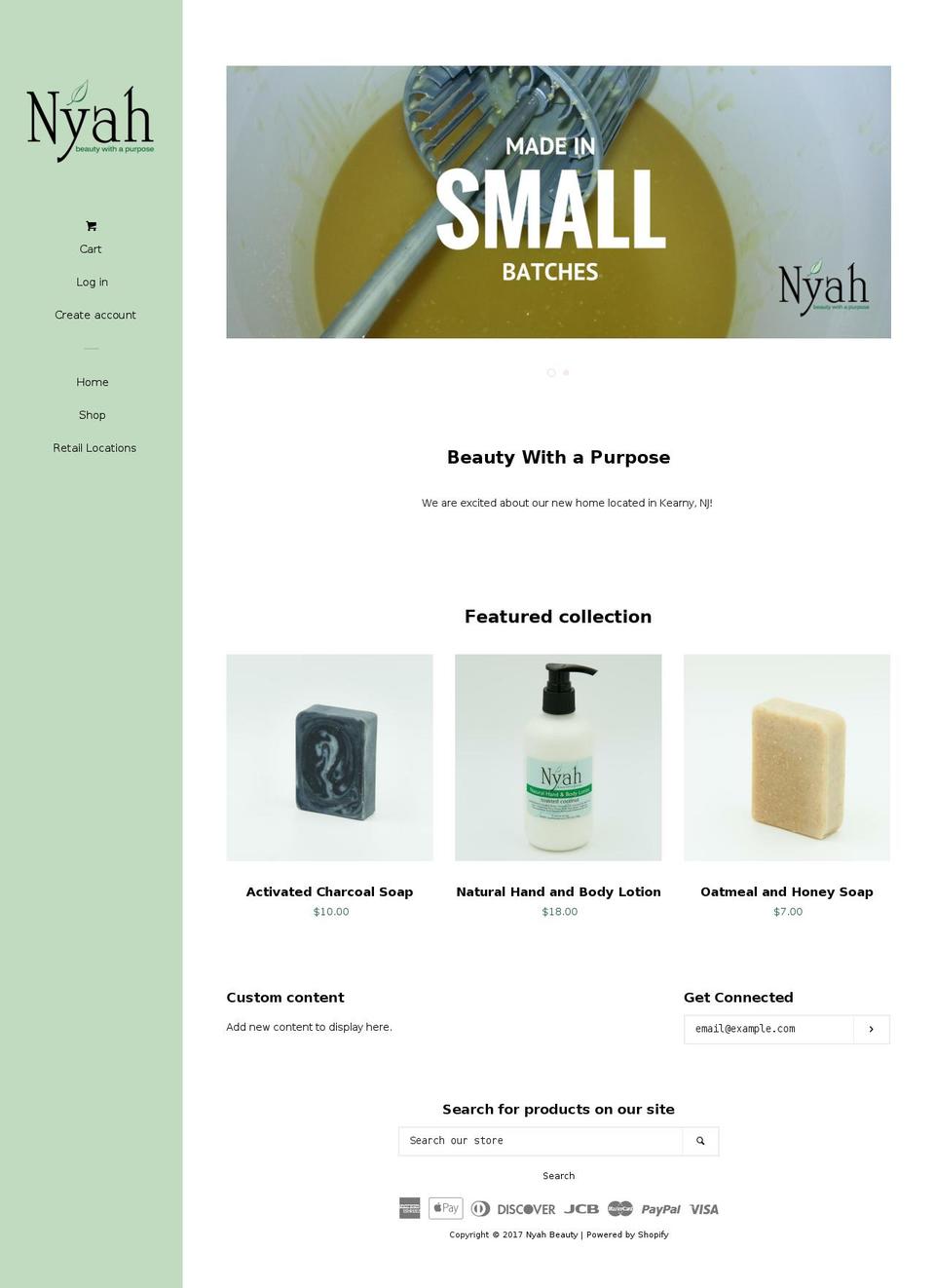 nyahbeauty.com shopify website screenshot