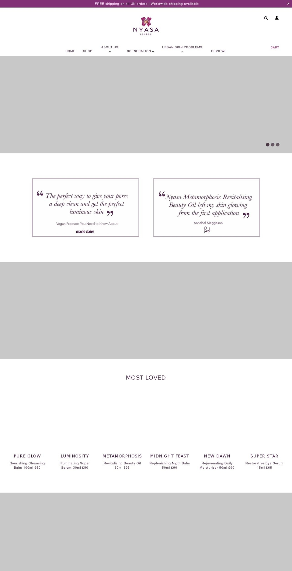 nyasalondon.com shopify website screenshot