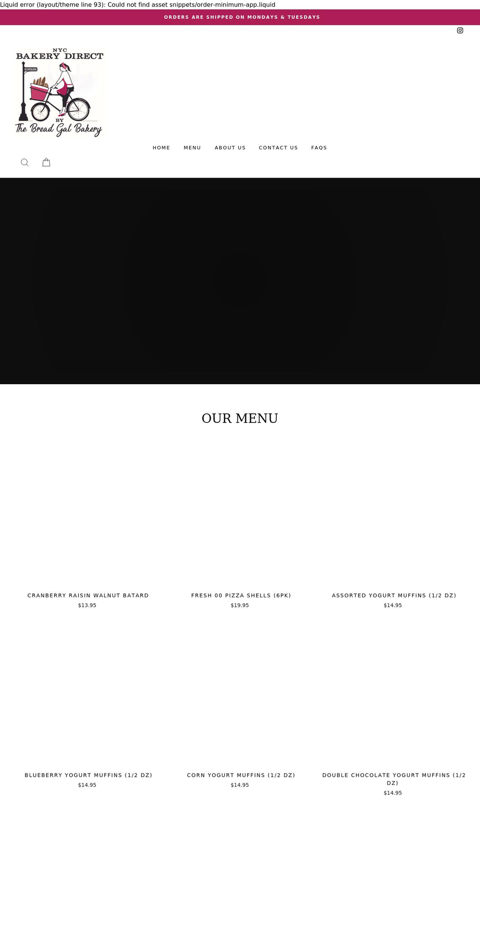 nycbakerydirect.com shopify website screenshot