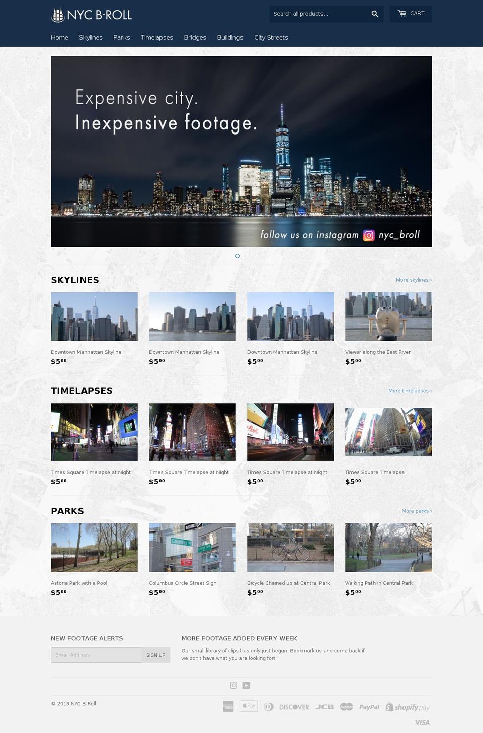 nycbroll.com — Shopify storefront screenshot