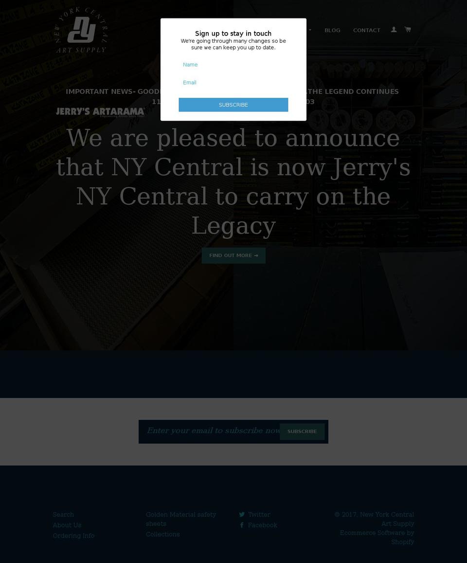 nycentralart.com shopify website screenshot