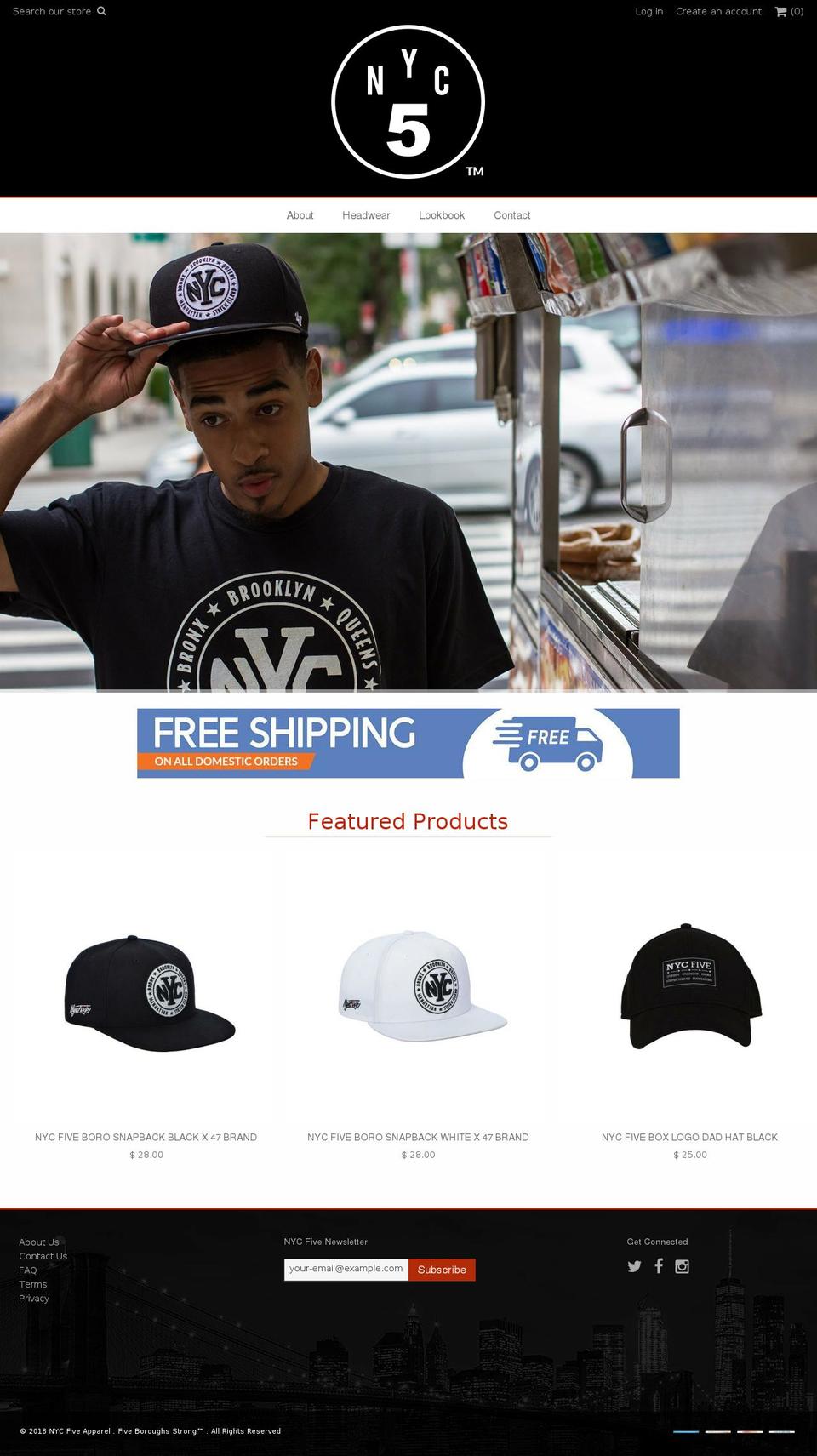 nycfive.com — Shopify storefront screenshot