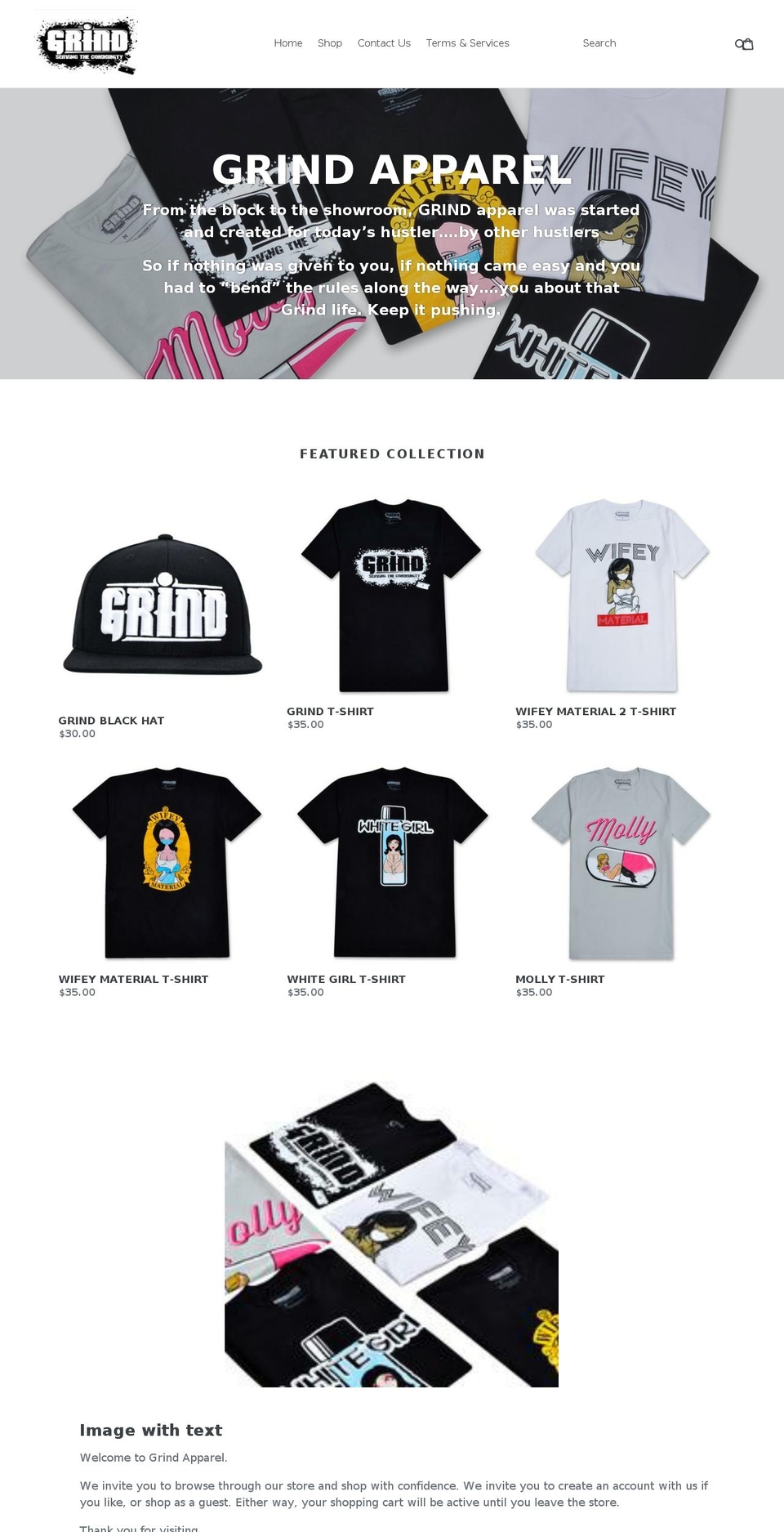 nycgrindapparel.com — Shopify storefront screenshot