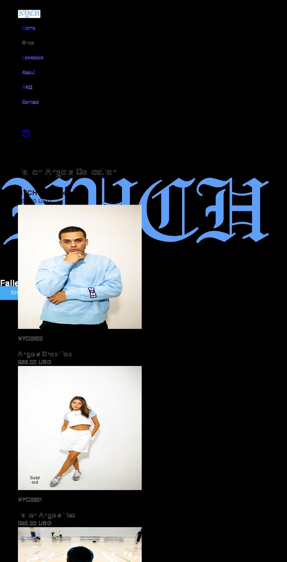 nychclothing.com shopify website screenshot