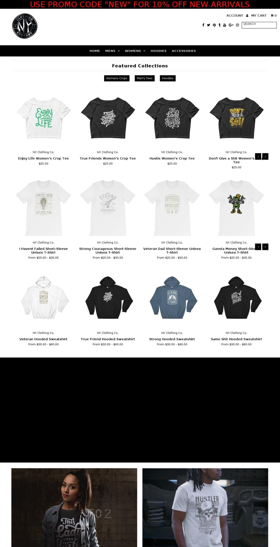 nyclothingco.com — Shopify storefront screenshot
