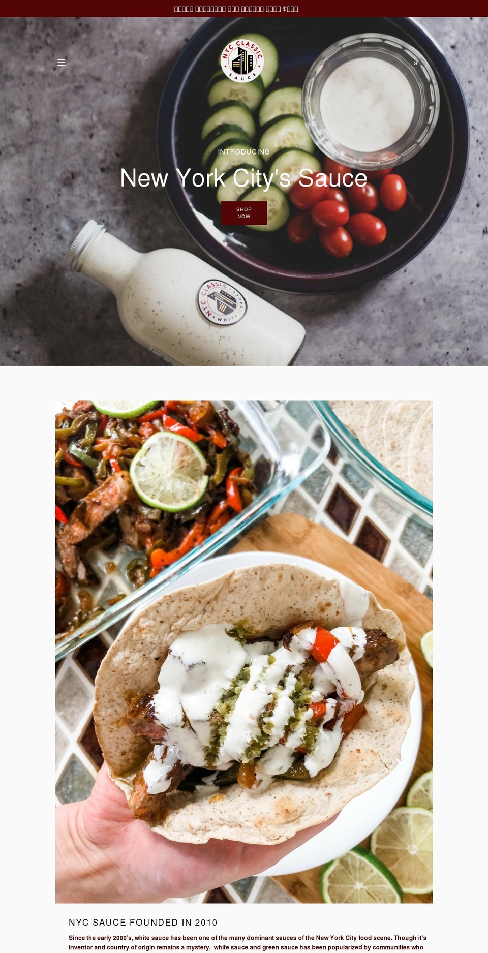 nycsauce.com shopify website screenshot