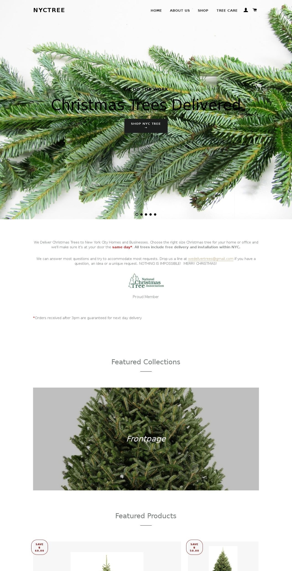 nyctrees.net shopify website screenshot