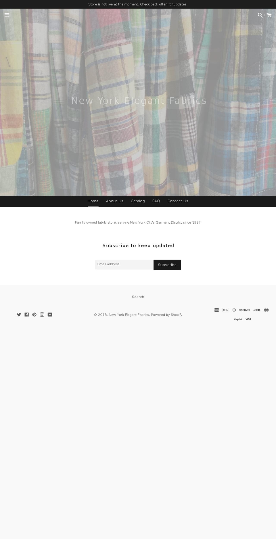 nyelegantfabrics.com — Shopify storefront screenshot