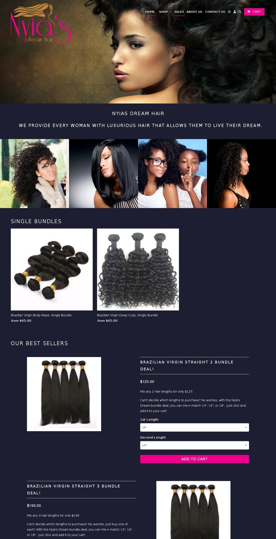 nyiasdreamhair.com — Shopify storefront screenshot