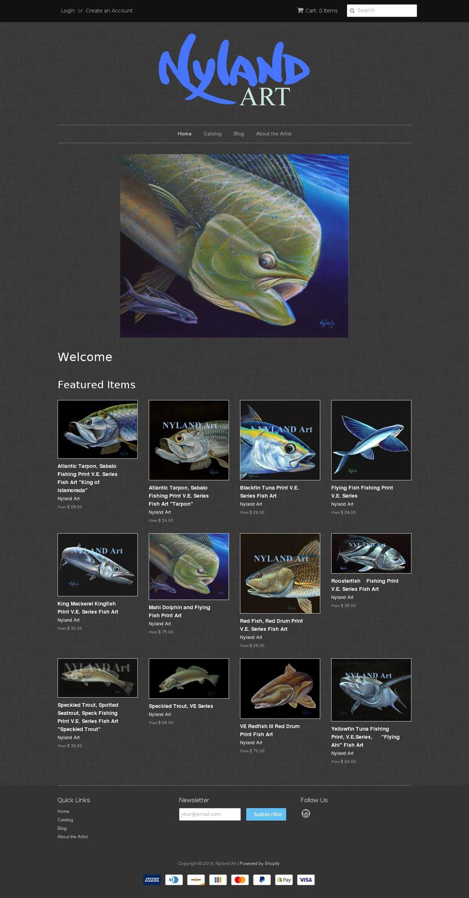 nylandart.com — Shopify storefront screenshot