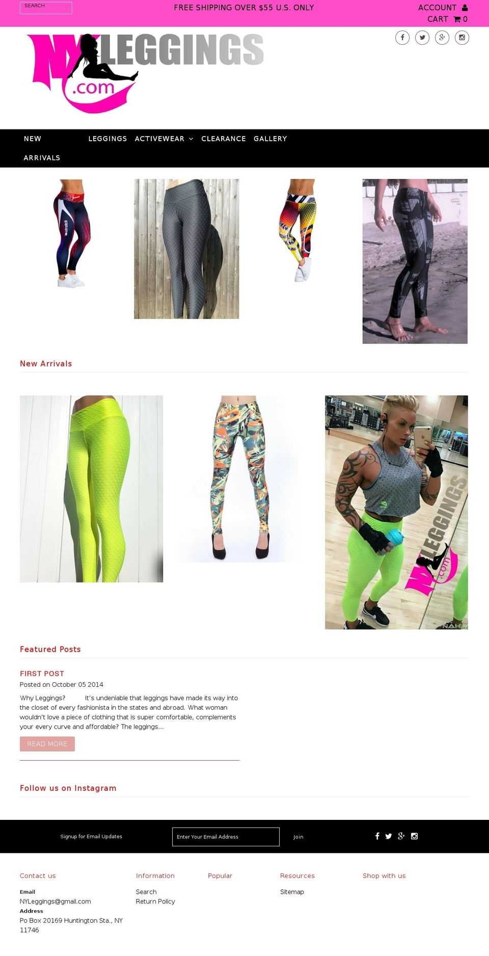 nyleggins.com shopify website screenshot