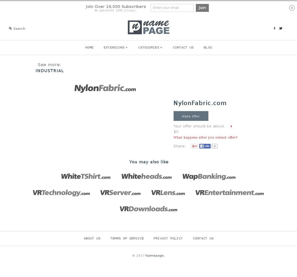 nylonfabric.com shopify website screenshot