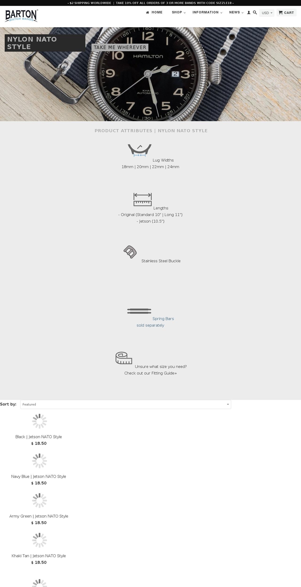 Production | Atlas Product Page Updates Shopify theme site example nylonwatchstraps.com