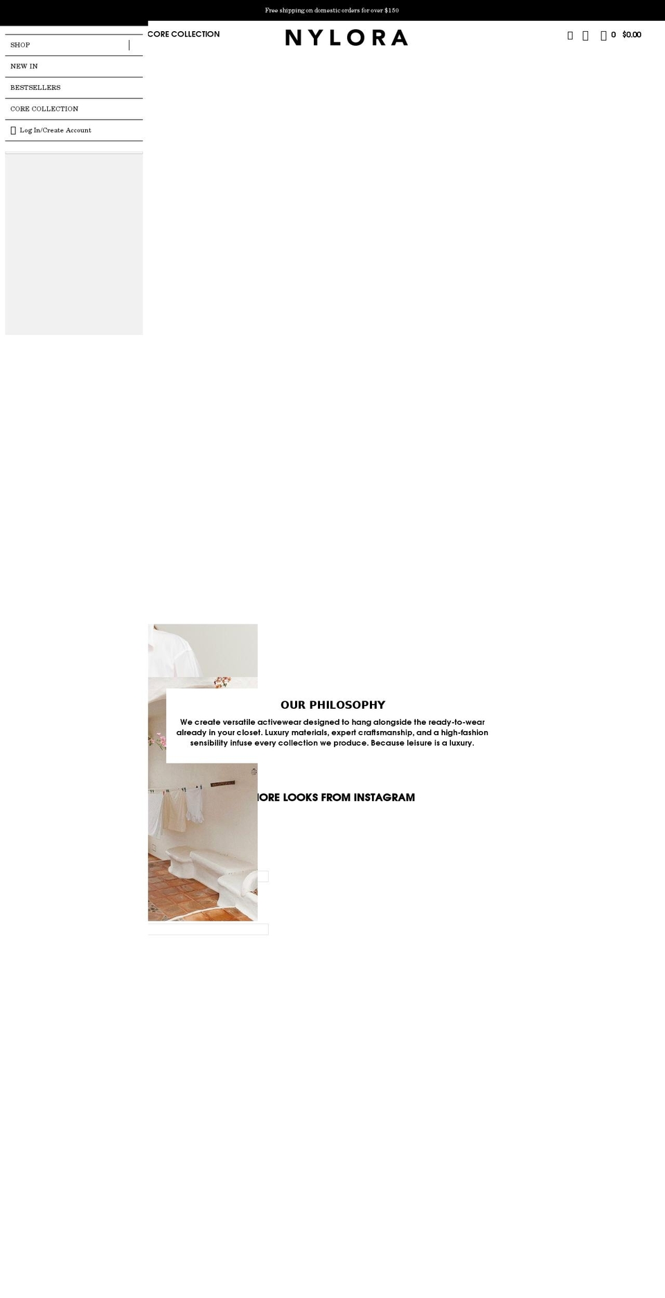 nylora.com shopify website screenshot