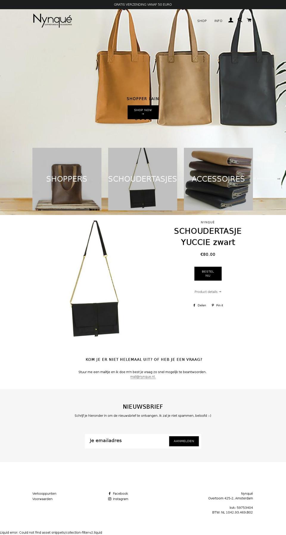 nynque.nl shopify website screenshot