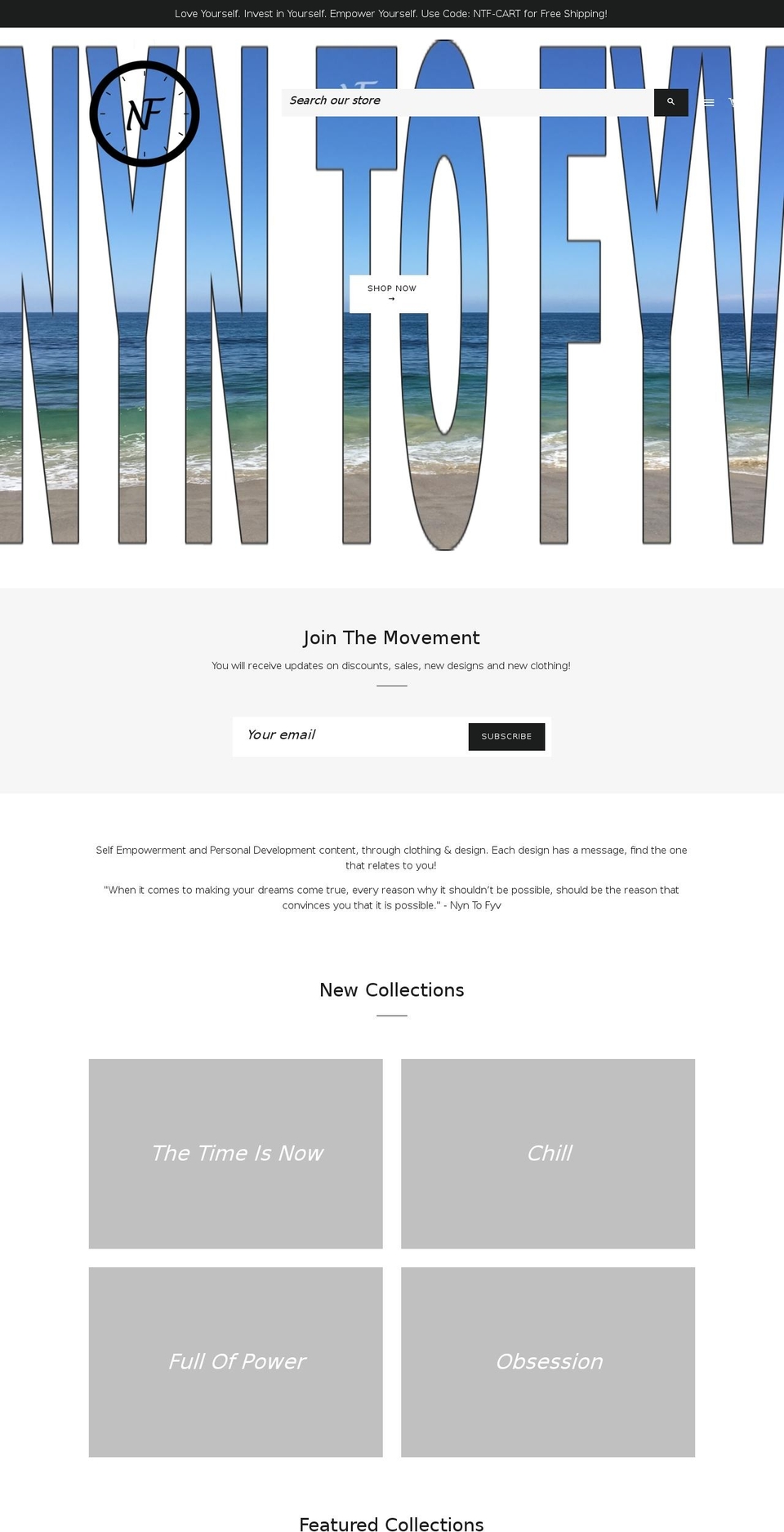 nyntofyv.com — Shopify storefront screenshot