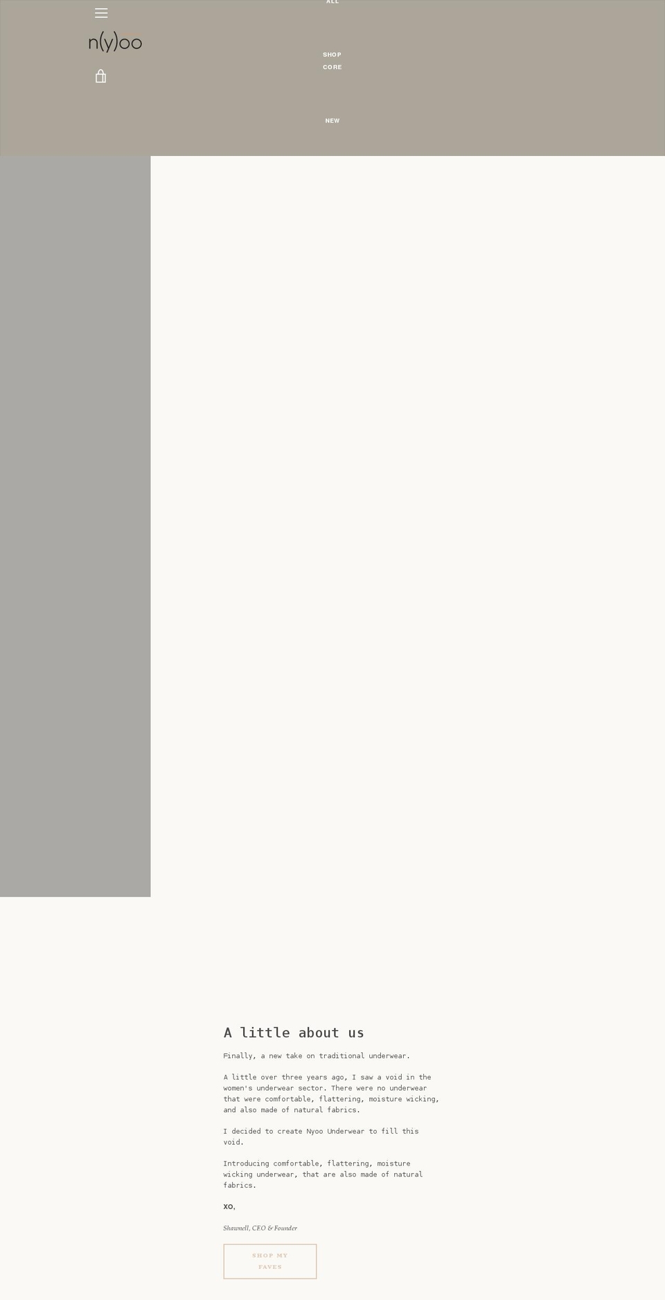 nyoounderwear.com shopify website screenshot