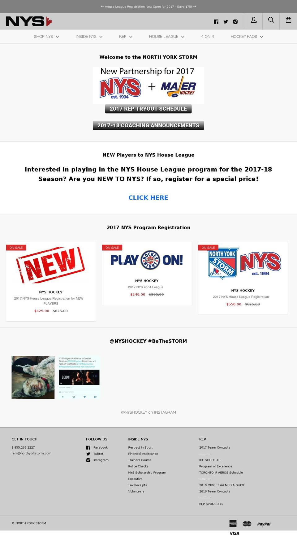 nyshockey.com shopify website screenshot