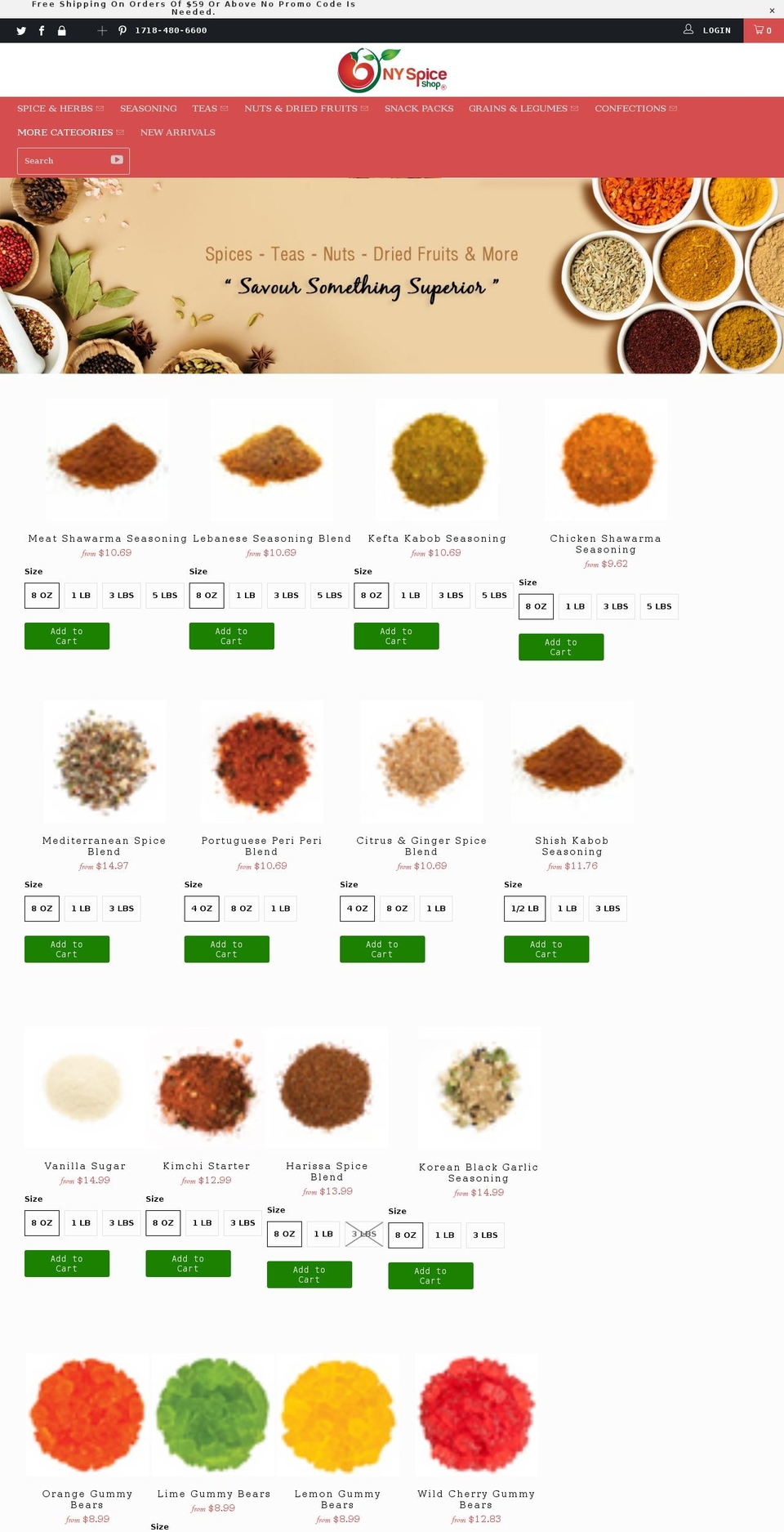 nyspiceshop.com shopify website screenshot