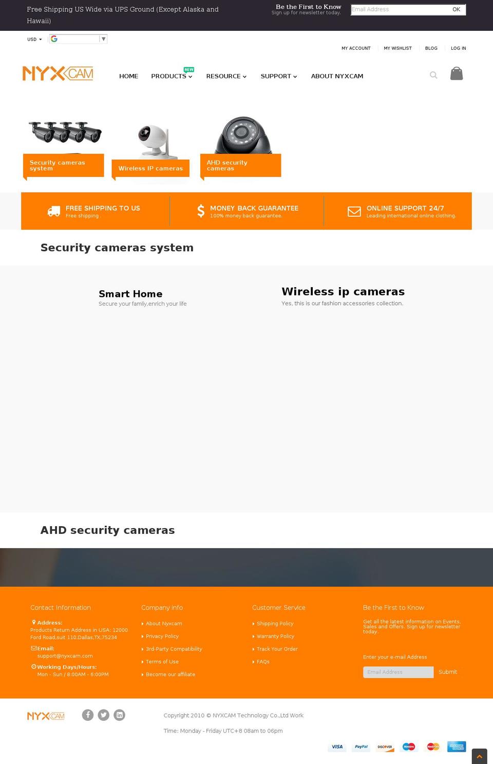 nyxcam.com — Shopify storefront screenshot