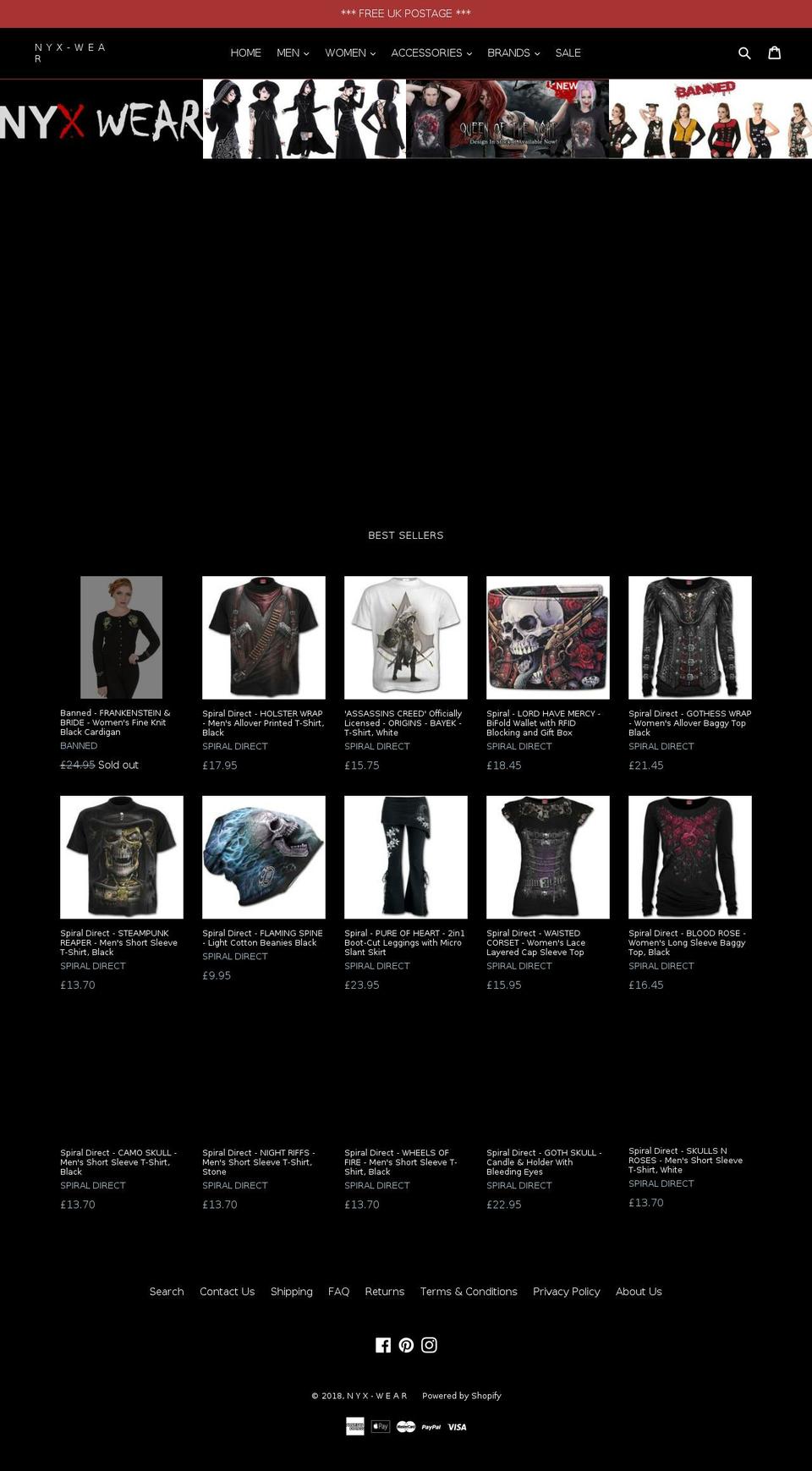 nyxwear.com — Shopify storefront screenshot