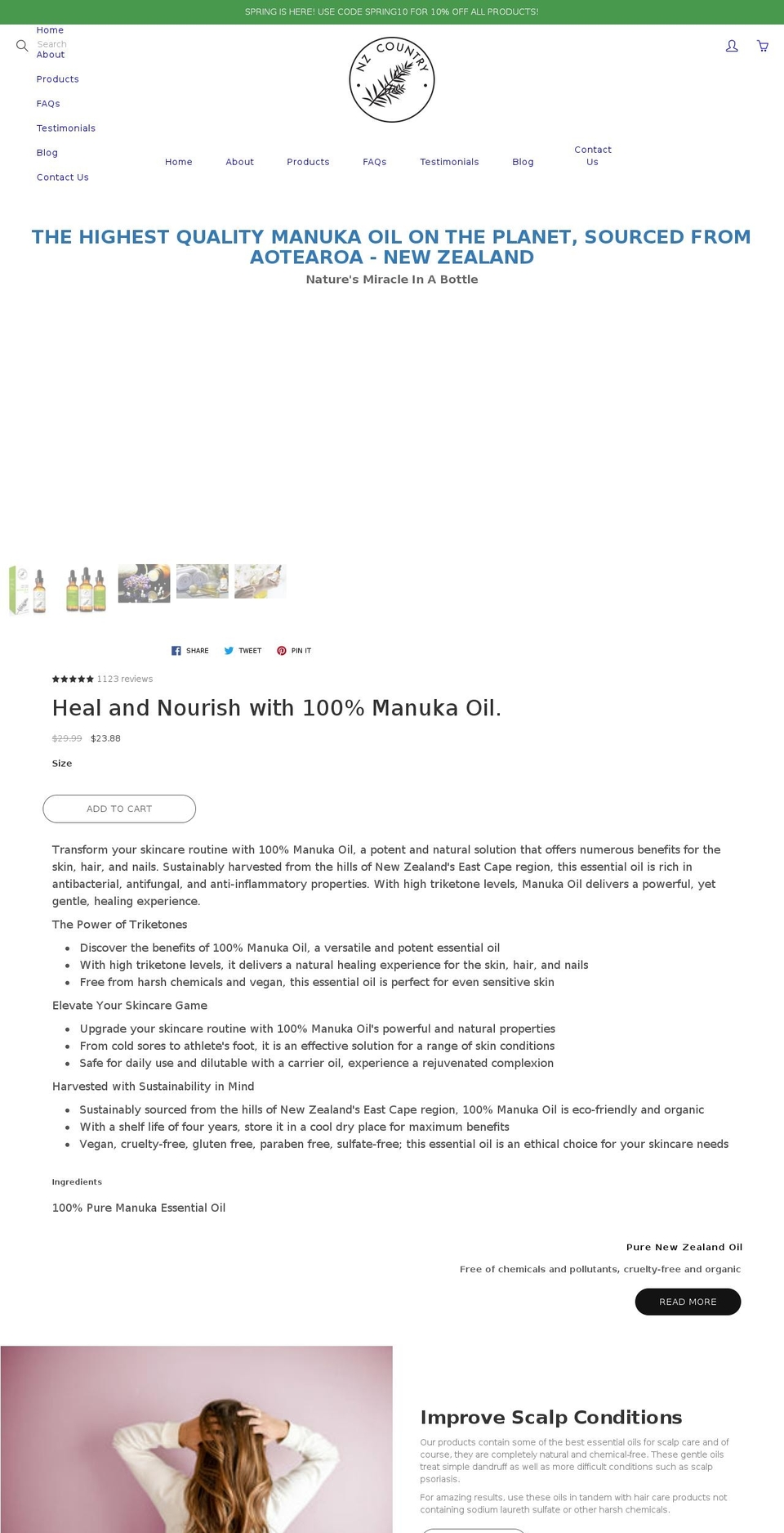 nzcountrymanuka.com shopify website screenshot