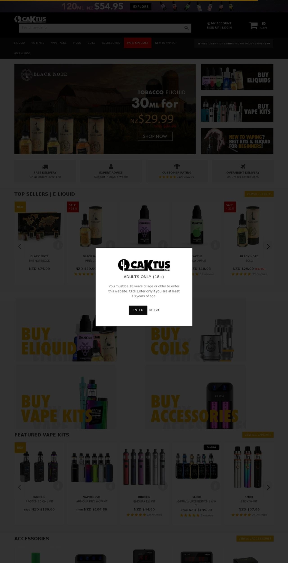 NZ Ecig Store Shopify theme site example nzecigstore.com