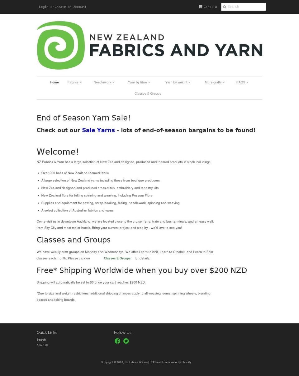 nzfabs.com shopify website screenshot