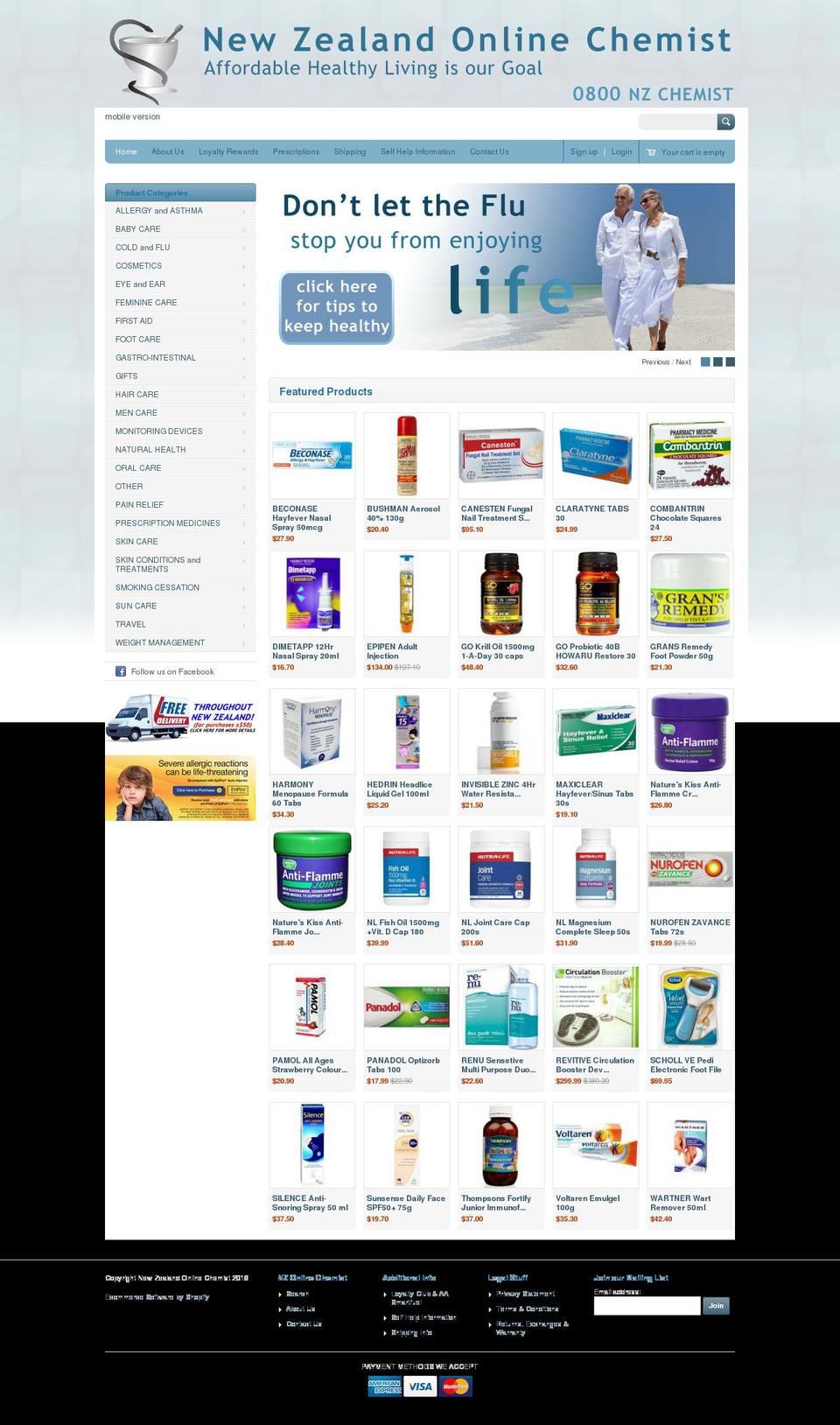 nzonlinechemist.com shopify website screenshot