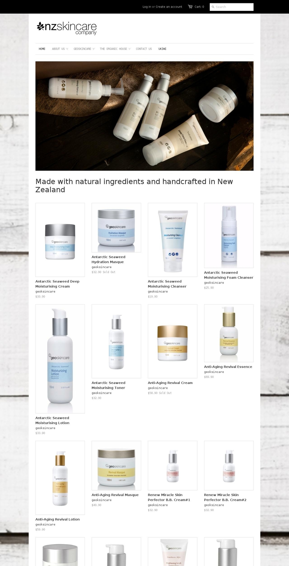 nzskincareco.com shopify website screenshot