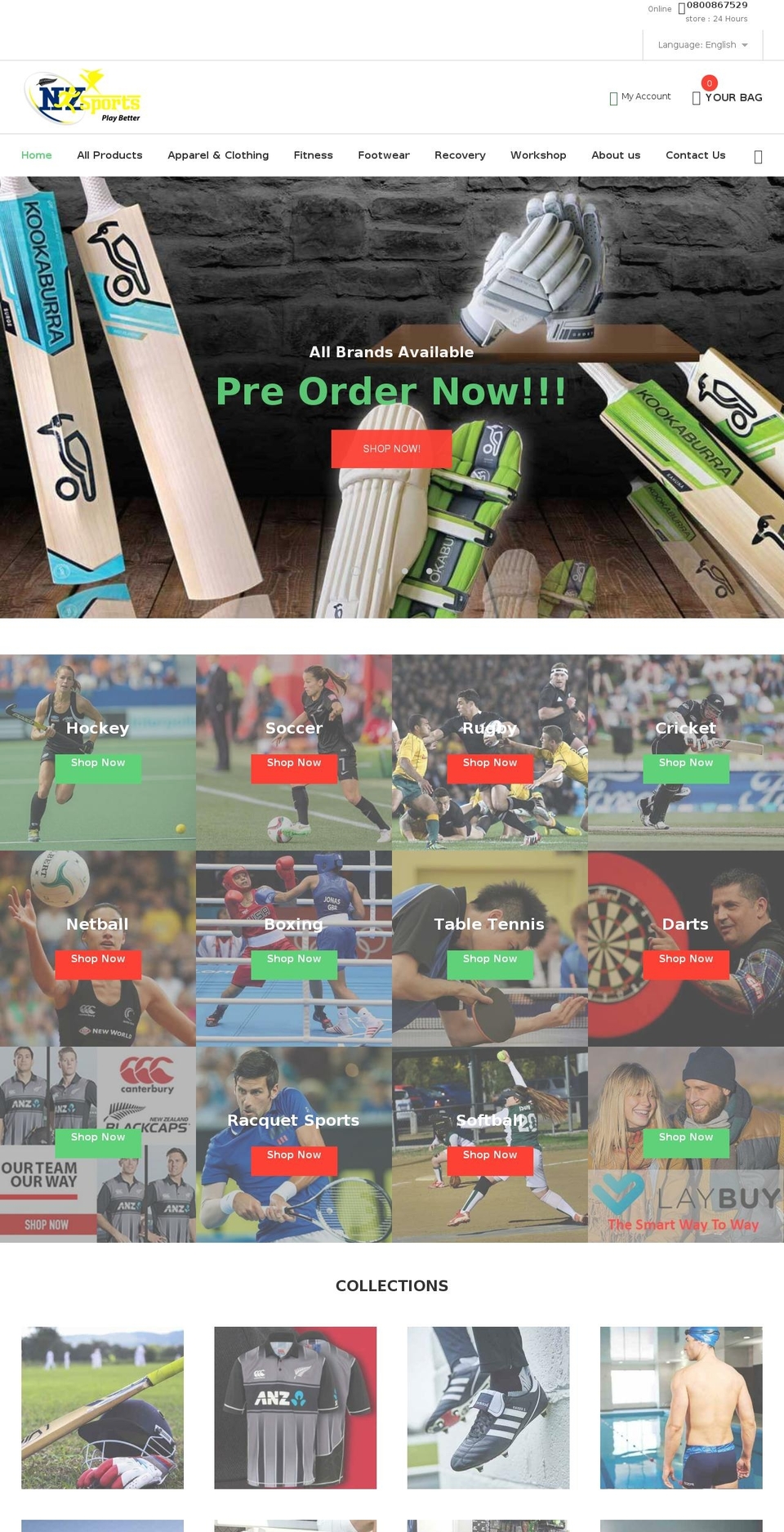 nzsports.co.nz shopify website screenshot