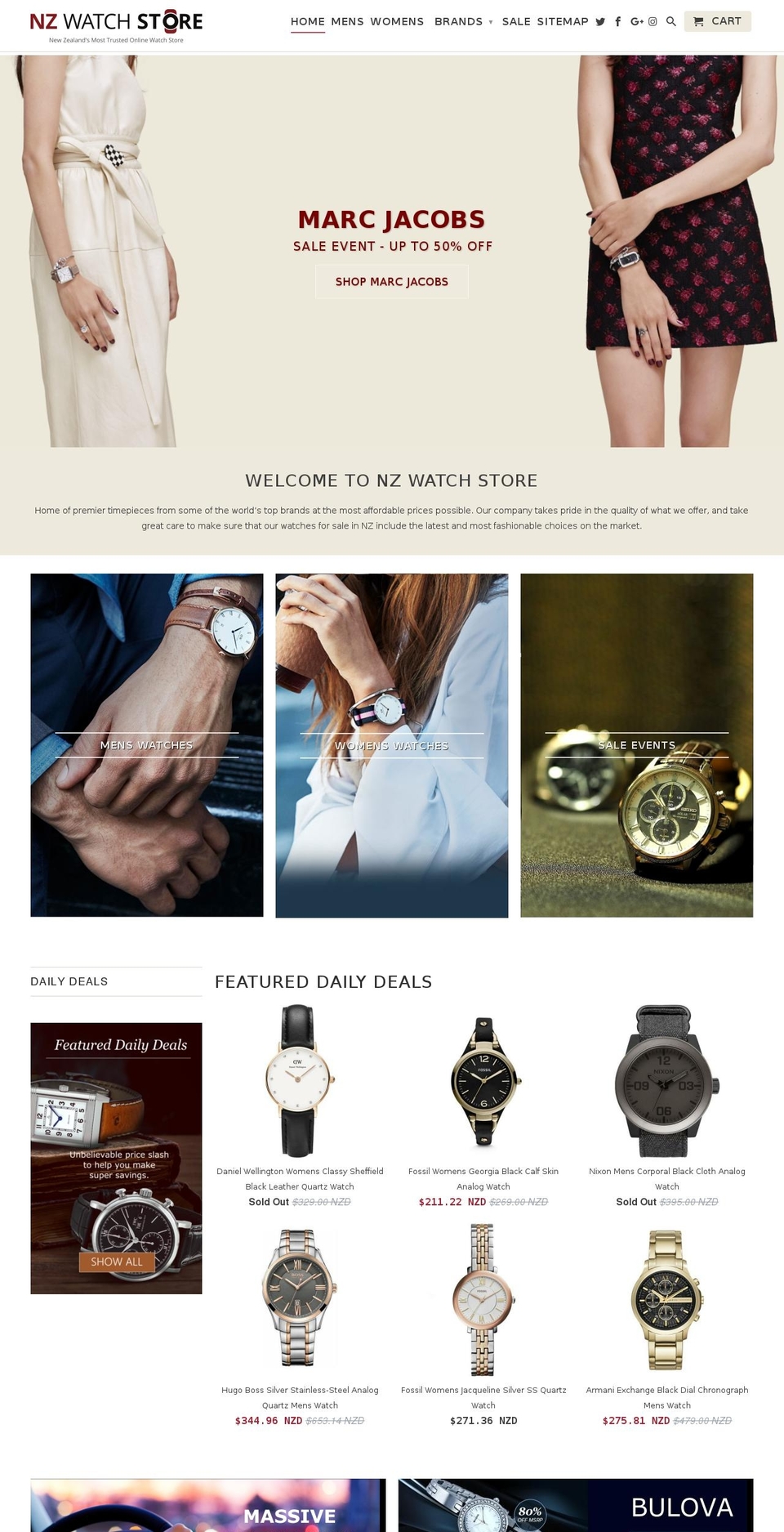 nzwatchstore.net shopify website screenshot