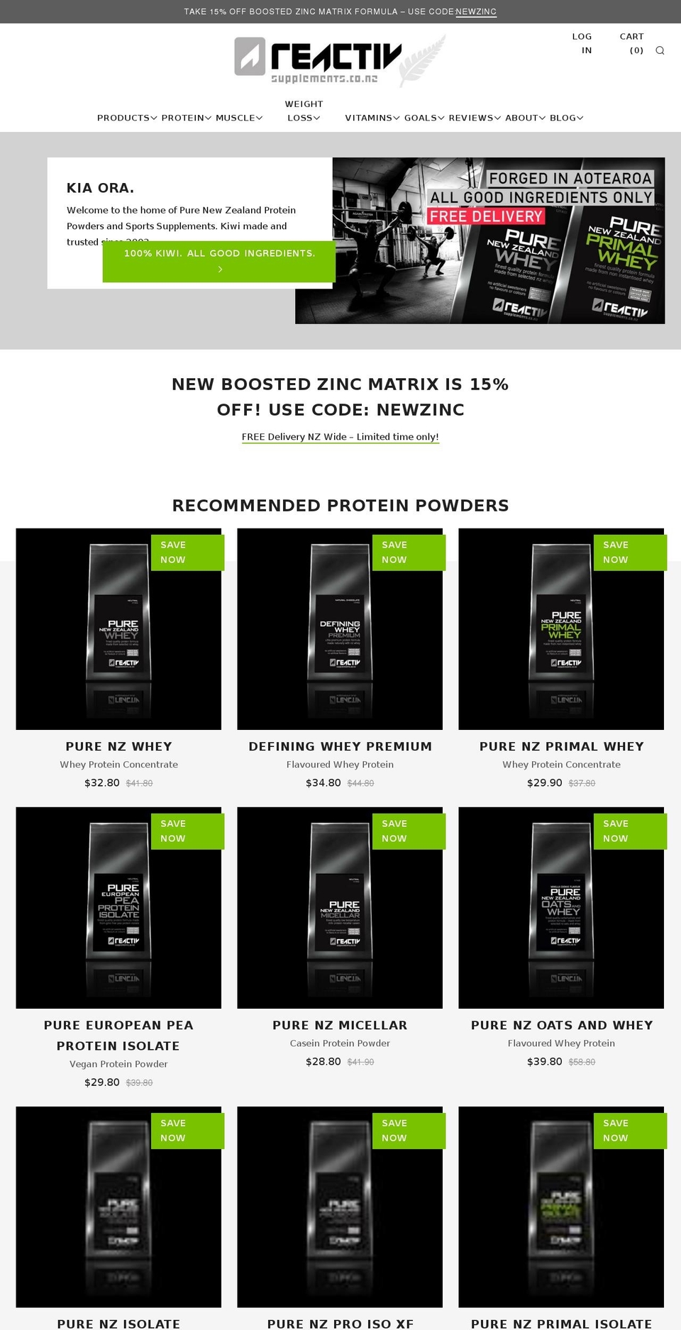nzwhey.com — Shopify storefront screenshot