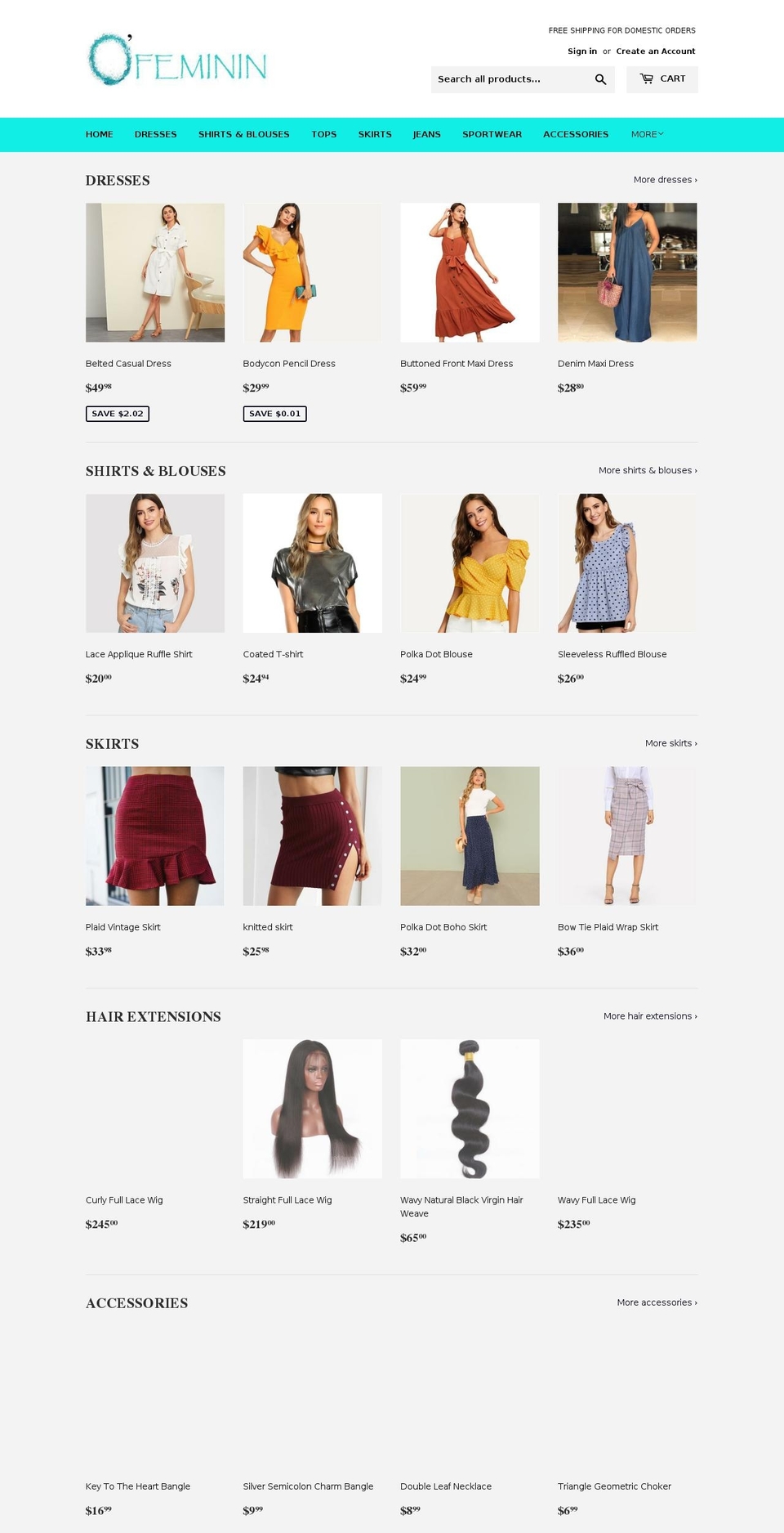 o-feminin.com — Shopify storefront screenshot