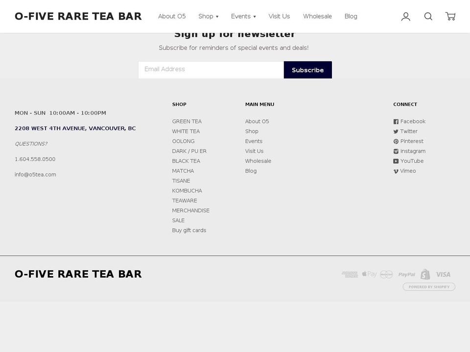 o-five.com — Shopify storefront screenshot