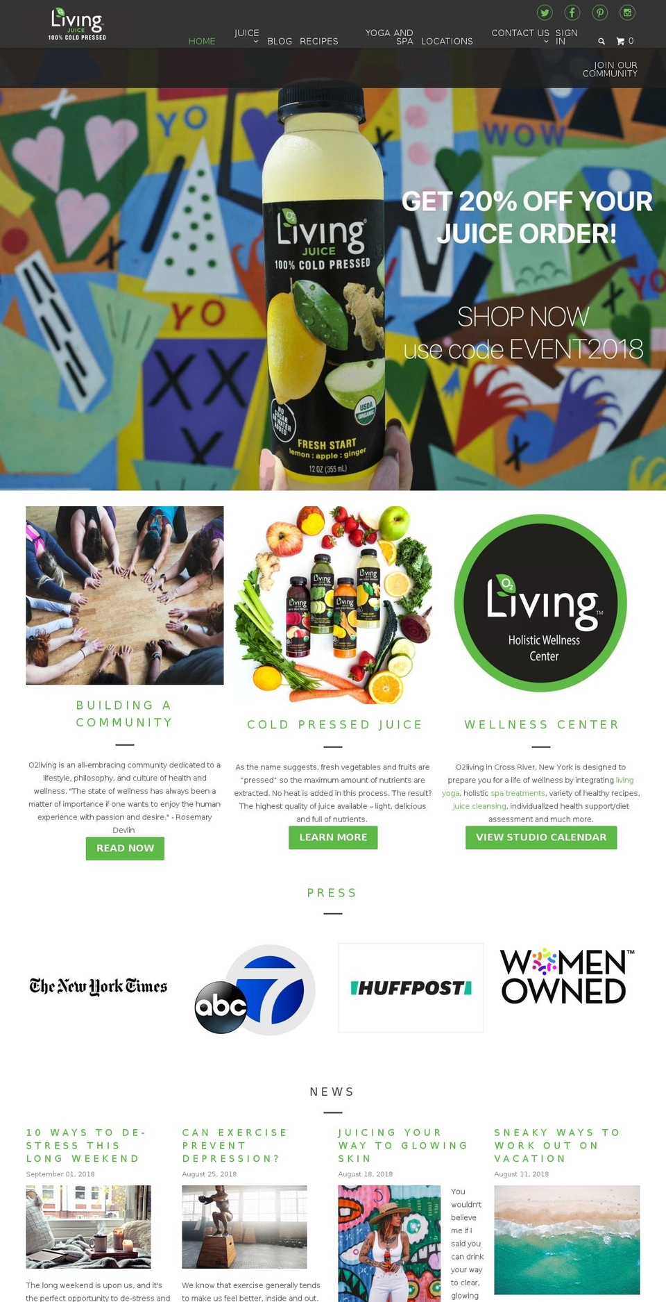 Drink Living Juice - Winter Shopify theme site example o2living.us