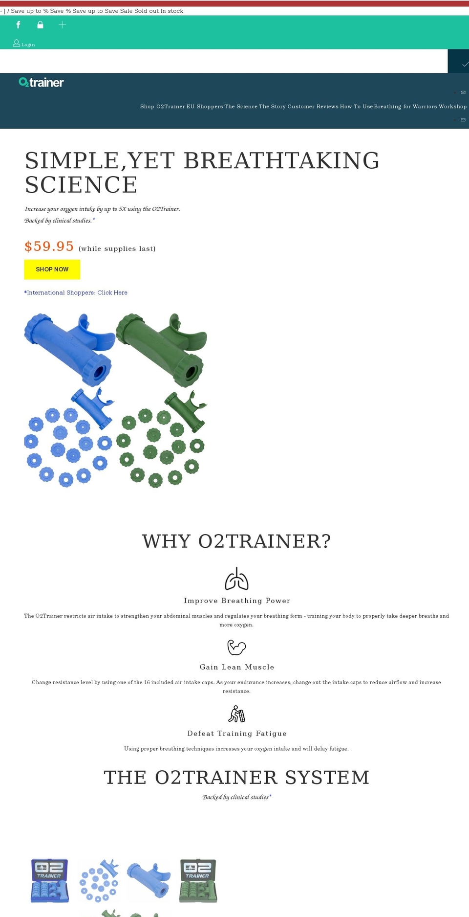 o2lungtrainer.com shopify website screenshot