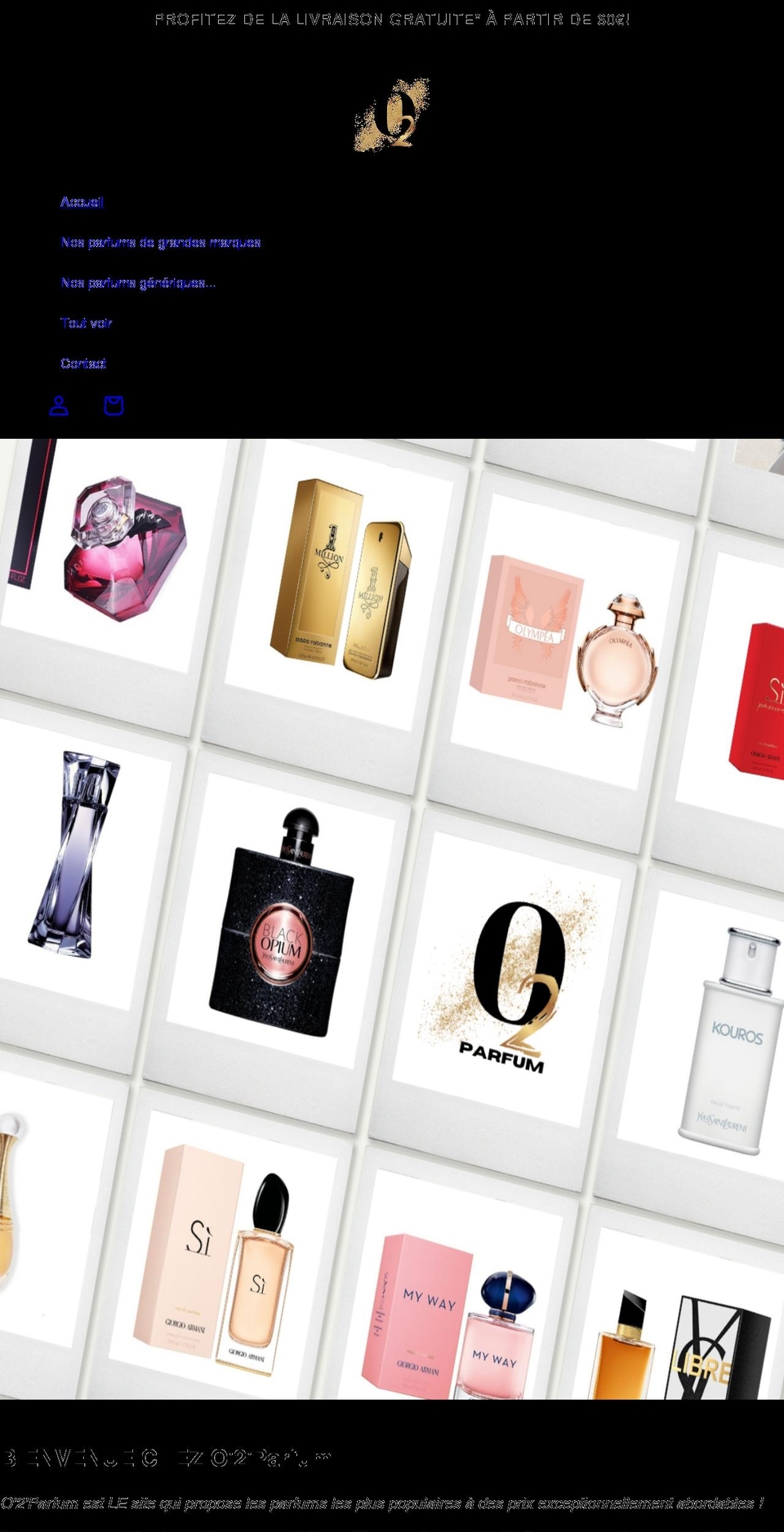 o2parfum.com shopify website screenshot