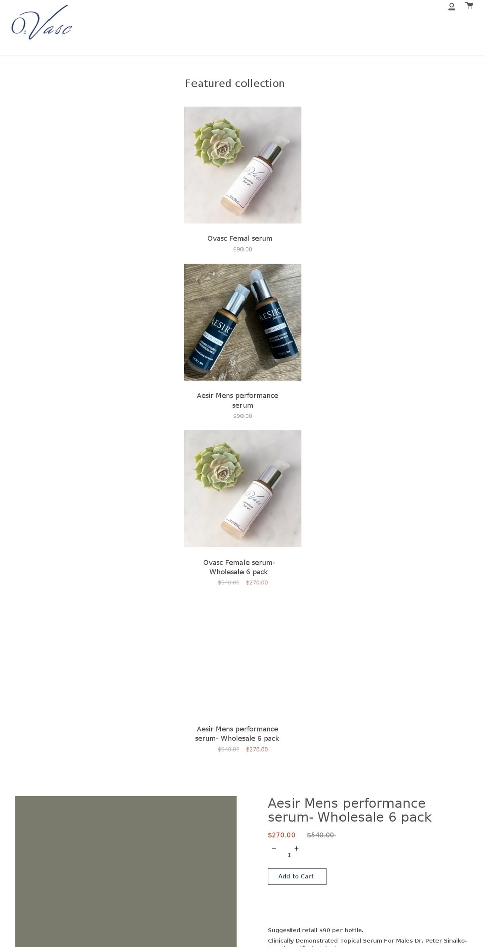 o2vasc.com shopify website screenshot